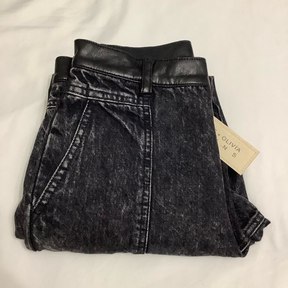 Alice + Olívia Jenny Vegan Leather Combo Jeans size 26 NWT (W629) - Picture 15 of 16